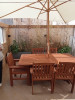 Table jardin 6 person avec parasol teak