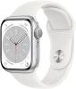 Apple watch series 8 41mm argent et bracelet de sport blanc