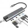 ADAPTATEUR type-c to rj45 hdmi usb 8 en 1 Pour  PC / mac / Smart Phone