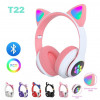 T22 Casque Bluetooth sans fil chat mignon avec MICRO SD et port audio auxiliaire 3,5 