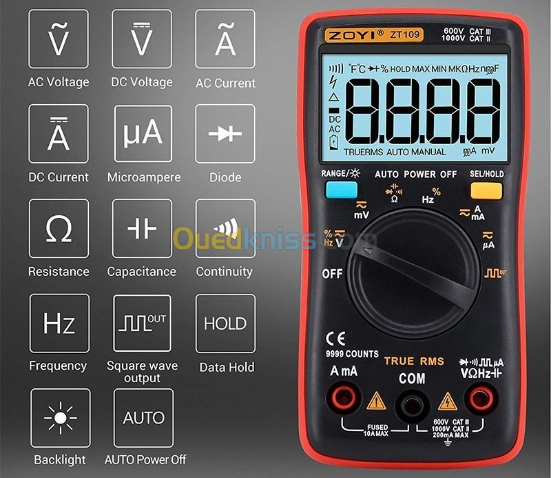 ZOTEK ZT111 Mini 9999 Comptes Testeur de courant multimètre numérique ACDC