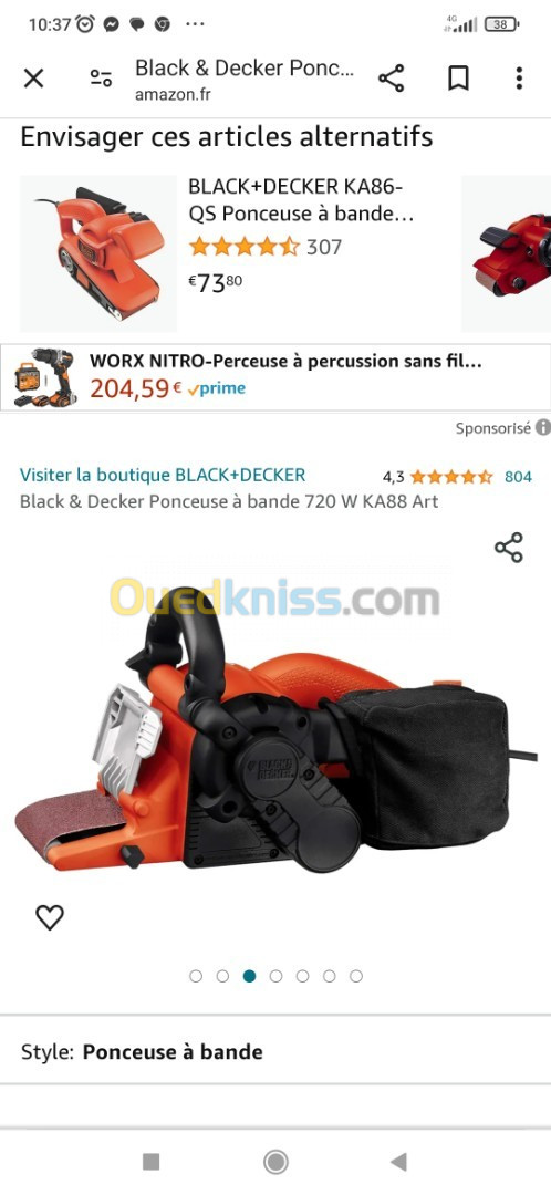 ponceuse à bande Black & Decker KA88