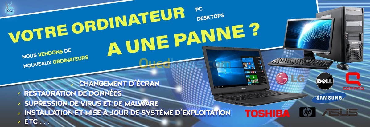 Maintenance informatique sur place (entreprises) et/ou en magasin