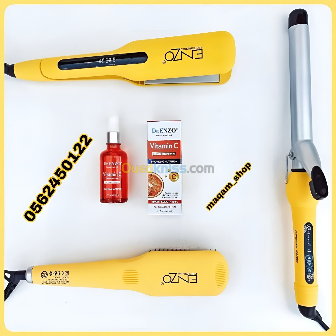 Pack Enzo jaune lisseur bocleur brosse 