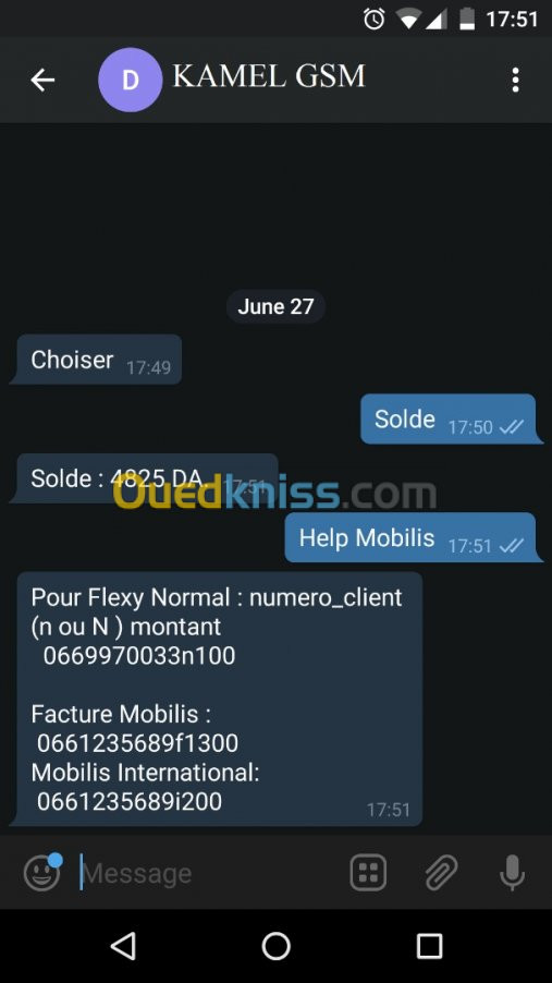 Flexy par internet et par SMS