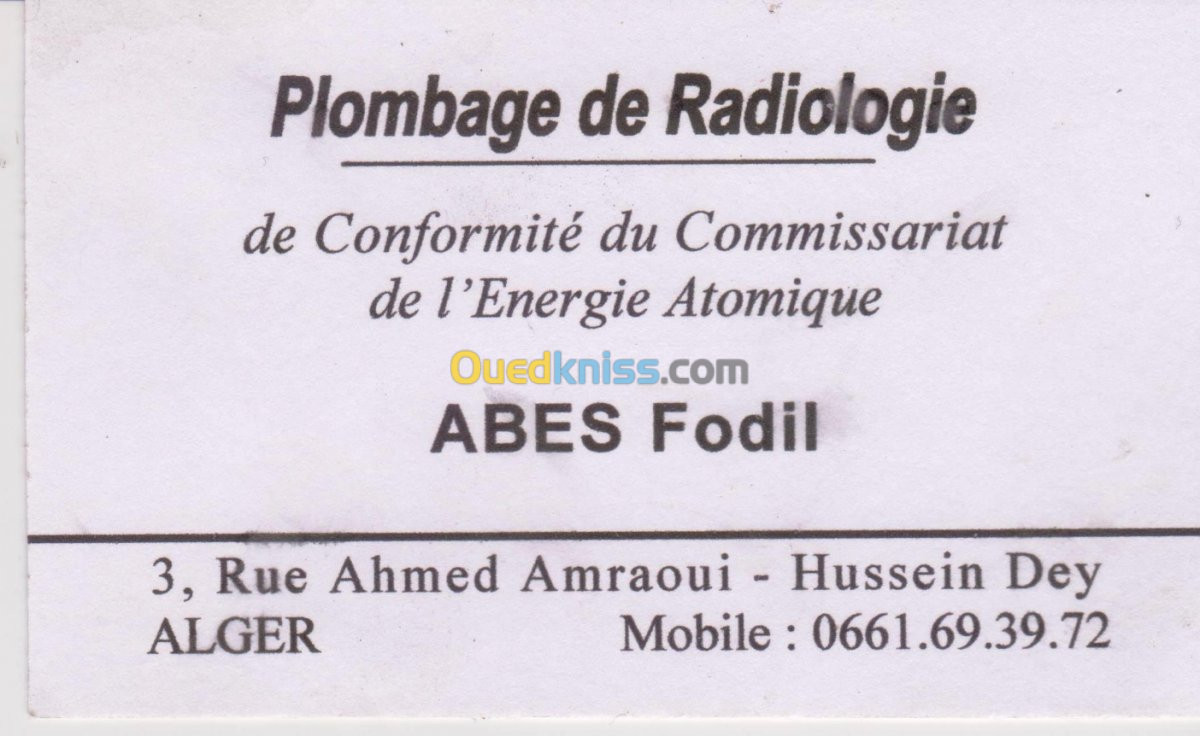 plombage salle de radiologie