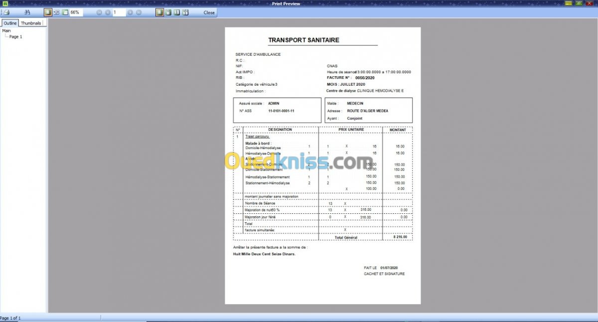 logiciel  transport sanitaire hemodialyse