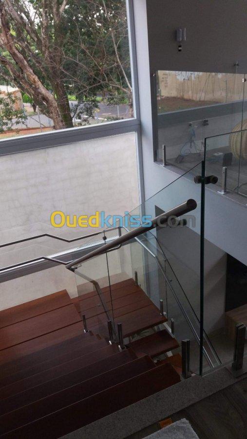 rampe discales  en inox et Verre et a