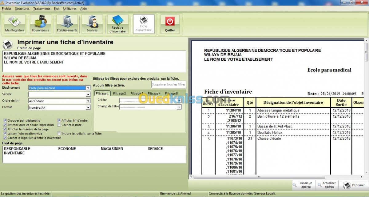 Gestion du patrimoine (Inventaire Evo)