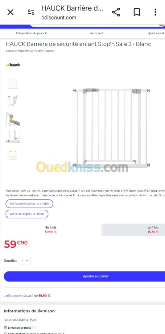 Barrière de sécurité pour bébé 