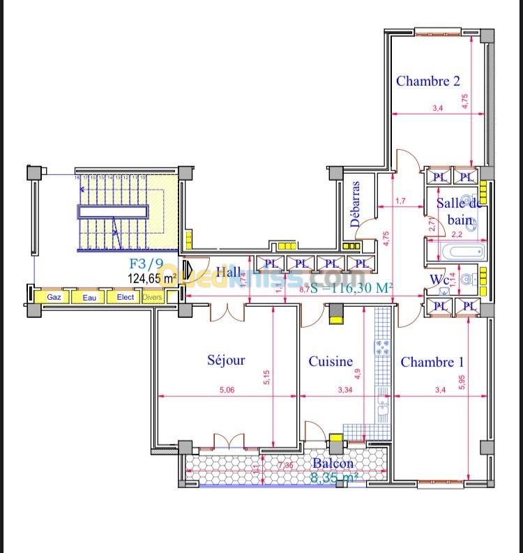 Vente Appartement F3 Alger Dely brahim