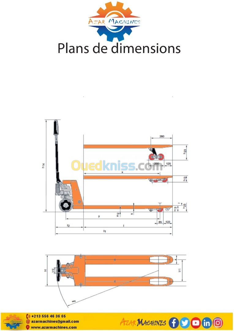 transpalette manuel gerbeurs manuel fourche ajustable HELI XILIN  1T 3T 5T 