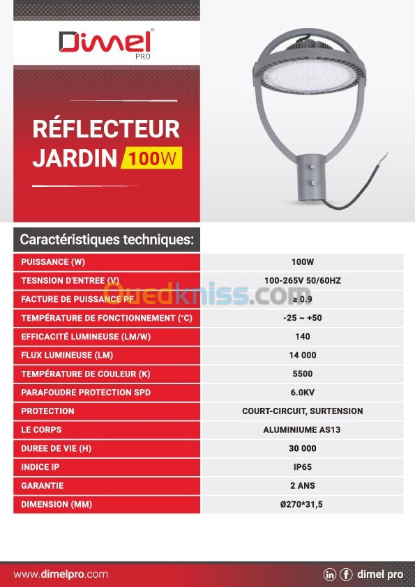 RÉFLECTEUR JARDIN 100W