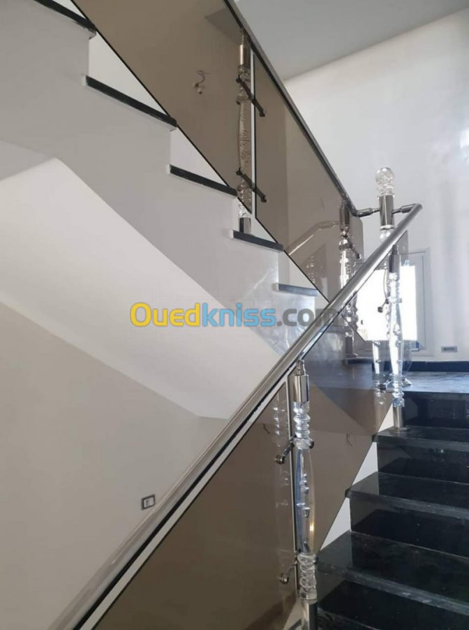 Rampe d'escalier garde corps en INOX