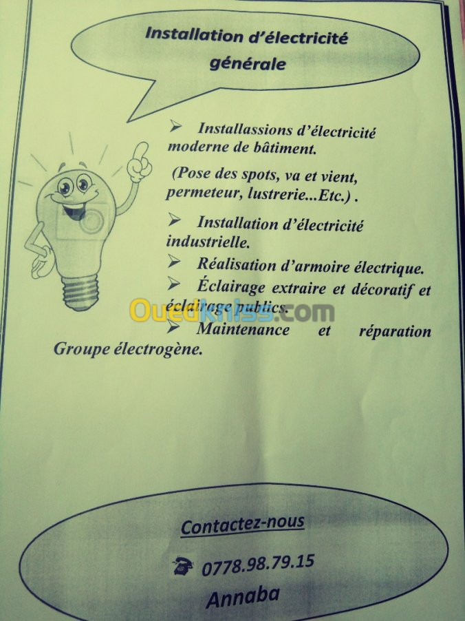 Travaux d'électricité général