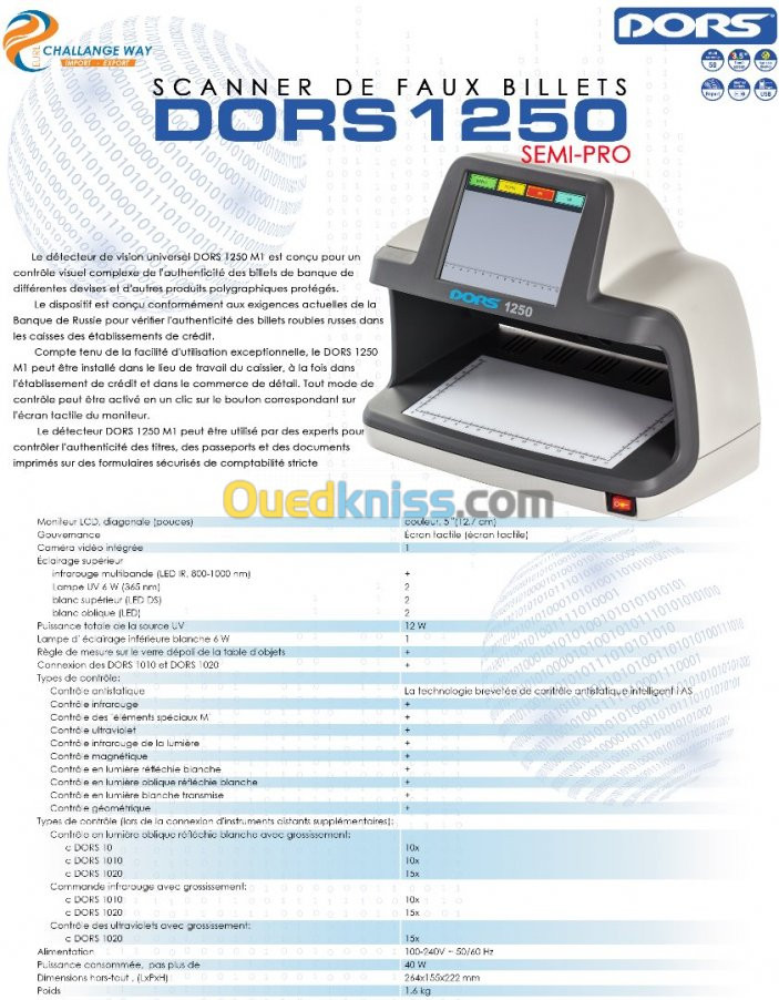 SCANNER DE FAUX billets DORS