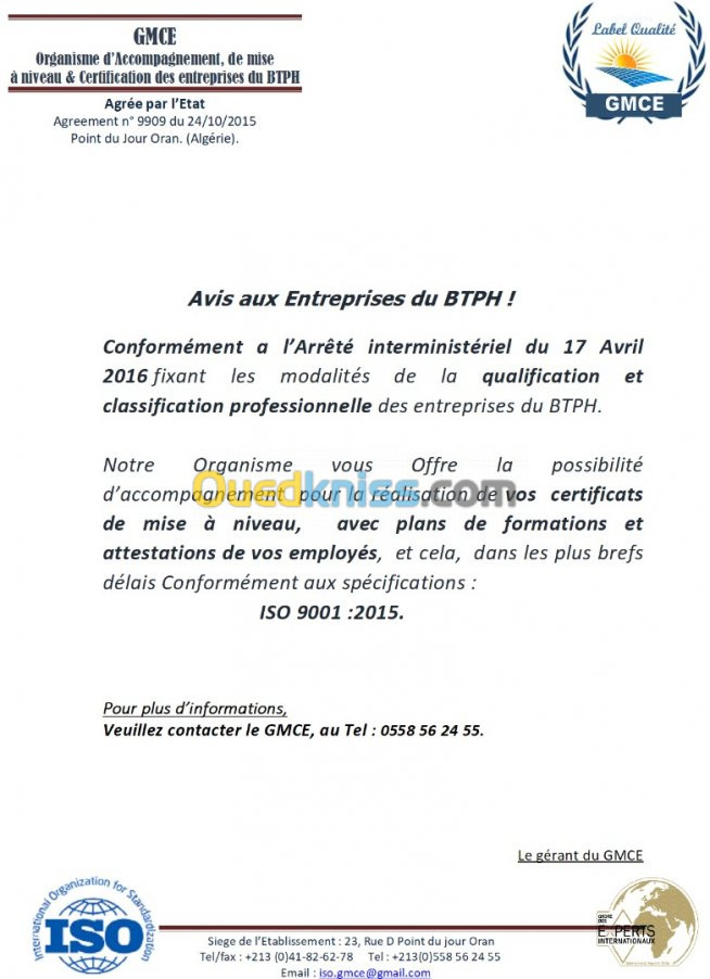 CERTIFICAT DE MISE A NIVEAU BTPH