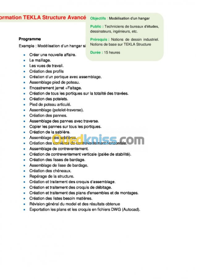 Formateur en Tekla Structure