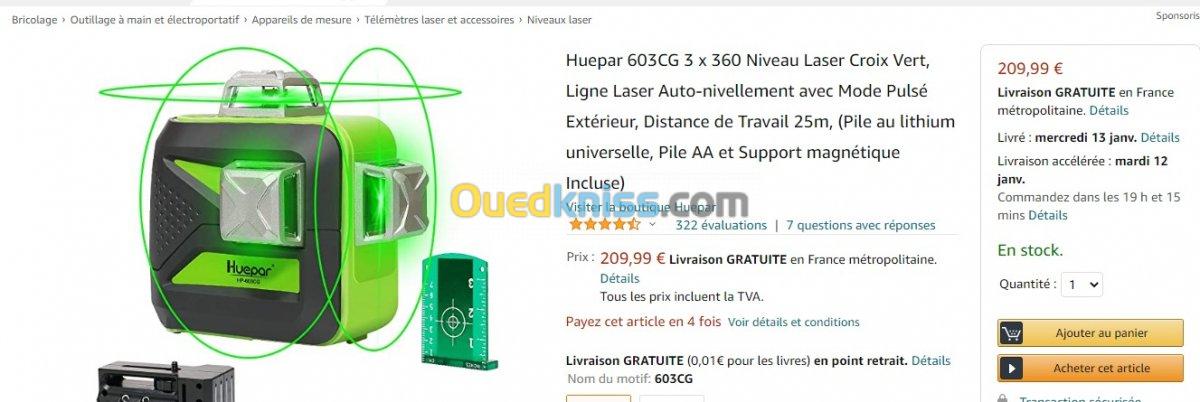 Niveau laser huepar 901cg vert 360 - Oran Algérie