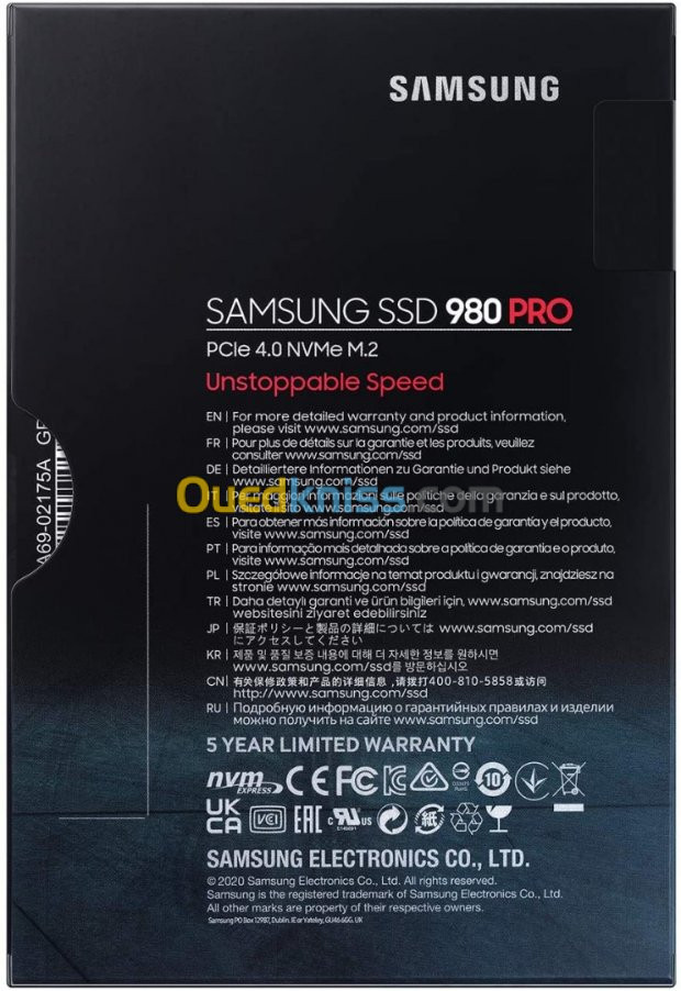 Samsung SSD 980 PRO M.2 PCIe NVMe 2 To SSD 2 To M.2 NVMe 1.3c - PCIe 4.0 x4  / PS5 - Alger Algérie