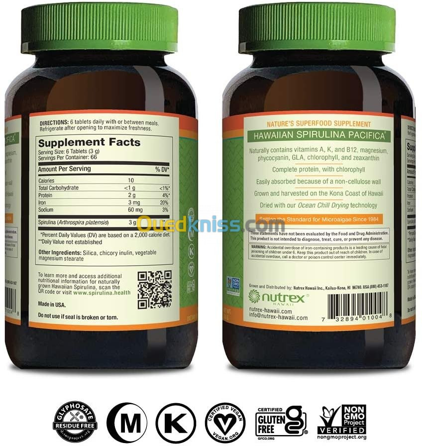 Pure Hawaiian Spirulina 400 Comprimés