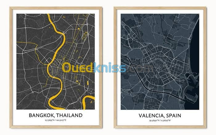 cadre decoratif avec cartes maps 