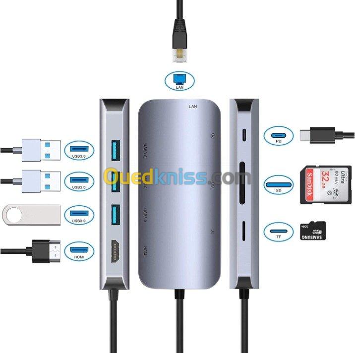 Docking Type-C 8 en 1 - HDMI 4k, USB 3