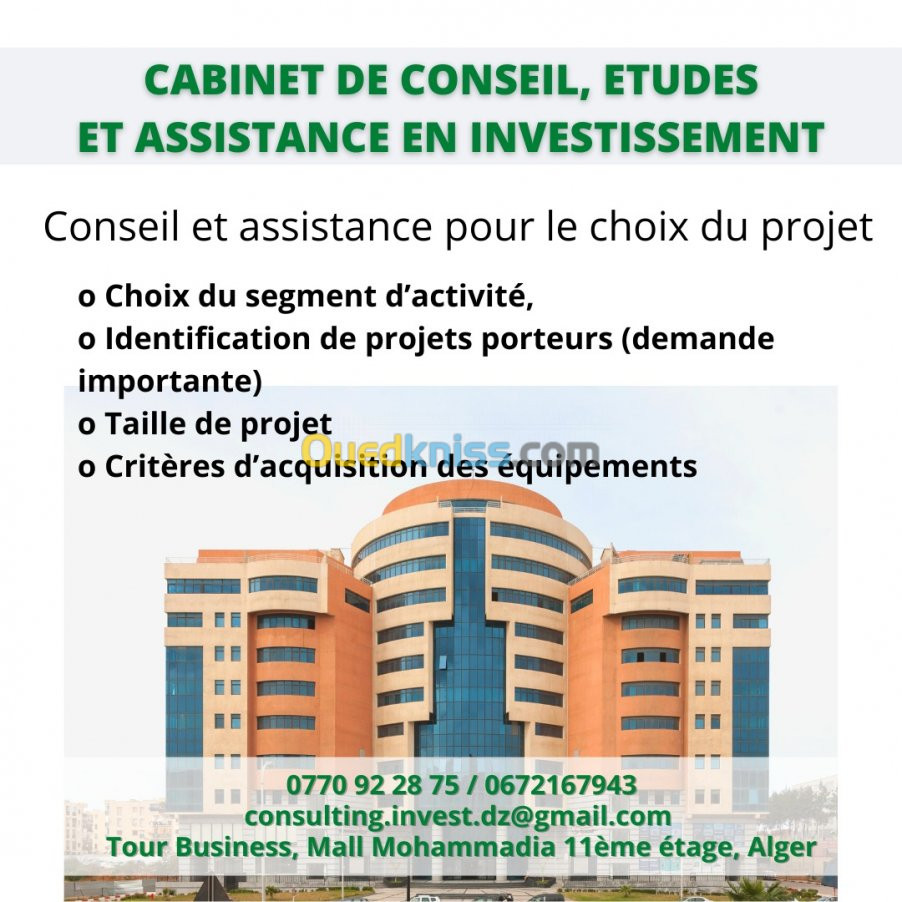 Etudes, accompagnement et assistance.