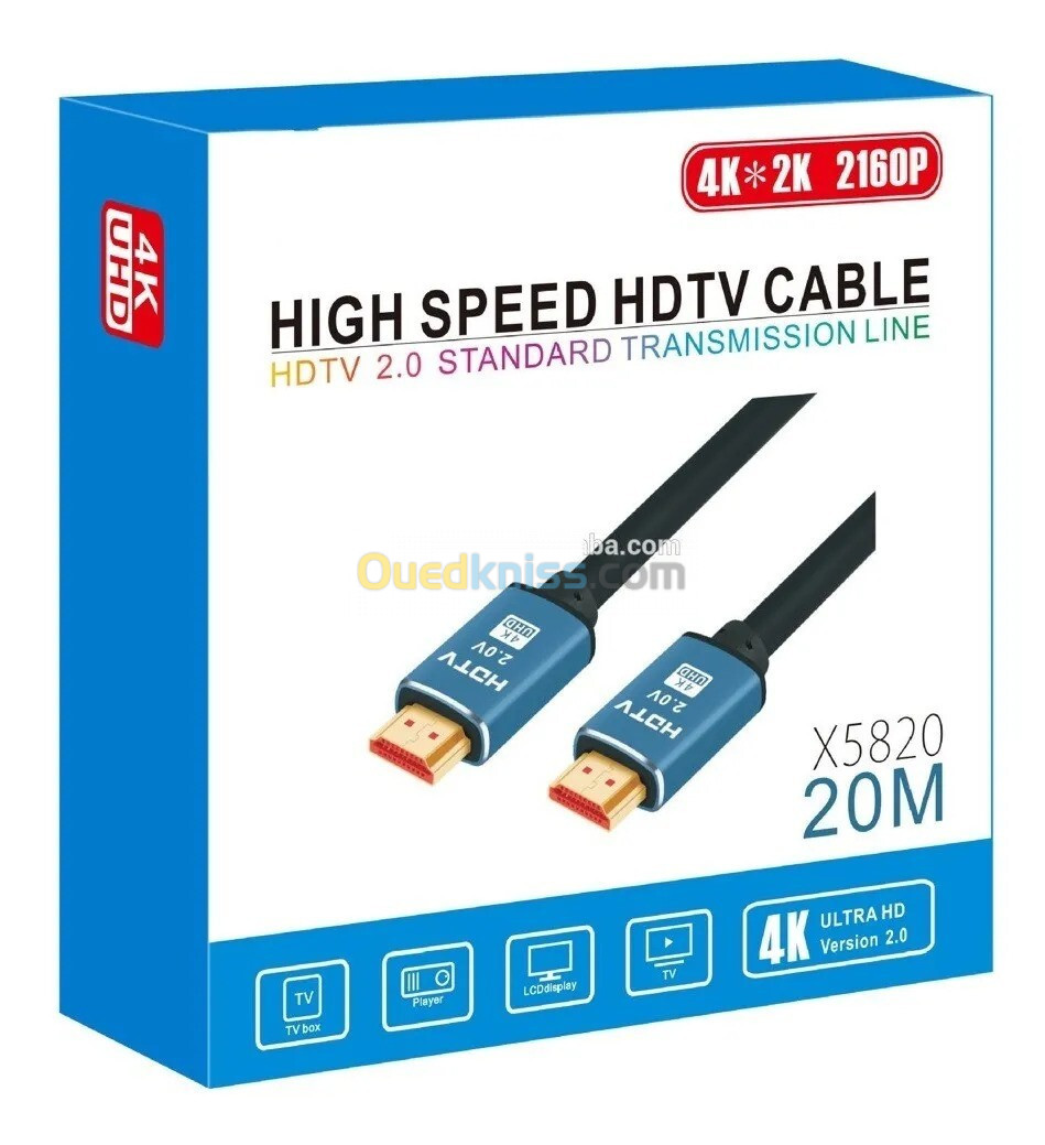 CABLE HDMI HDTV 20M 4K X5820 - ULTRA HD - HAUTE VITESSE - COMPATIBLE 3D ET ARC