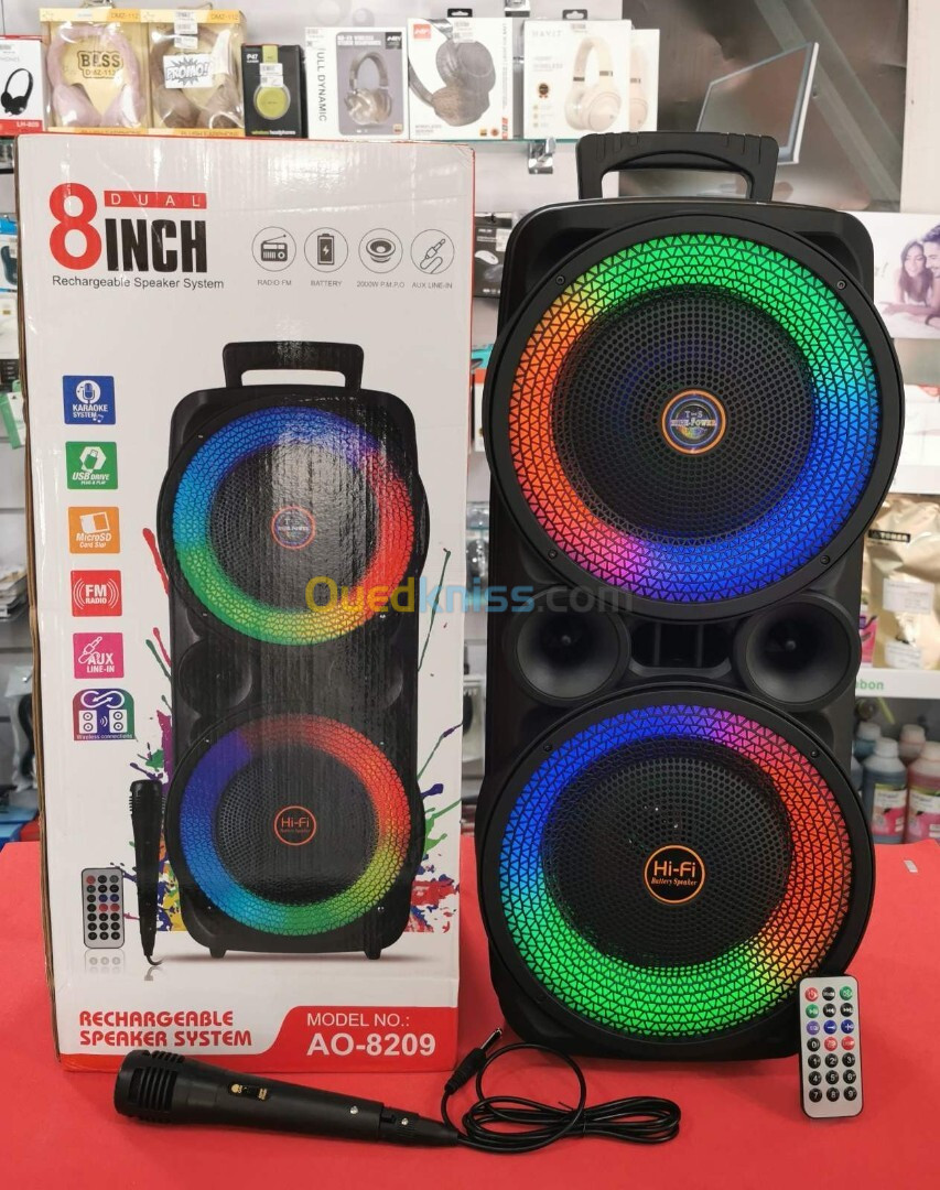 Haut parleur TW AO-8209 8"_Bluetooth_RGB_Mic 01 Wireless   