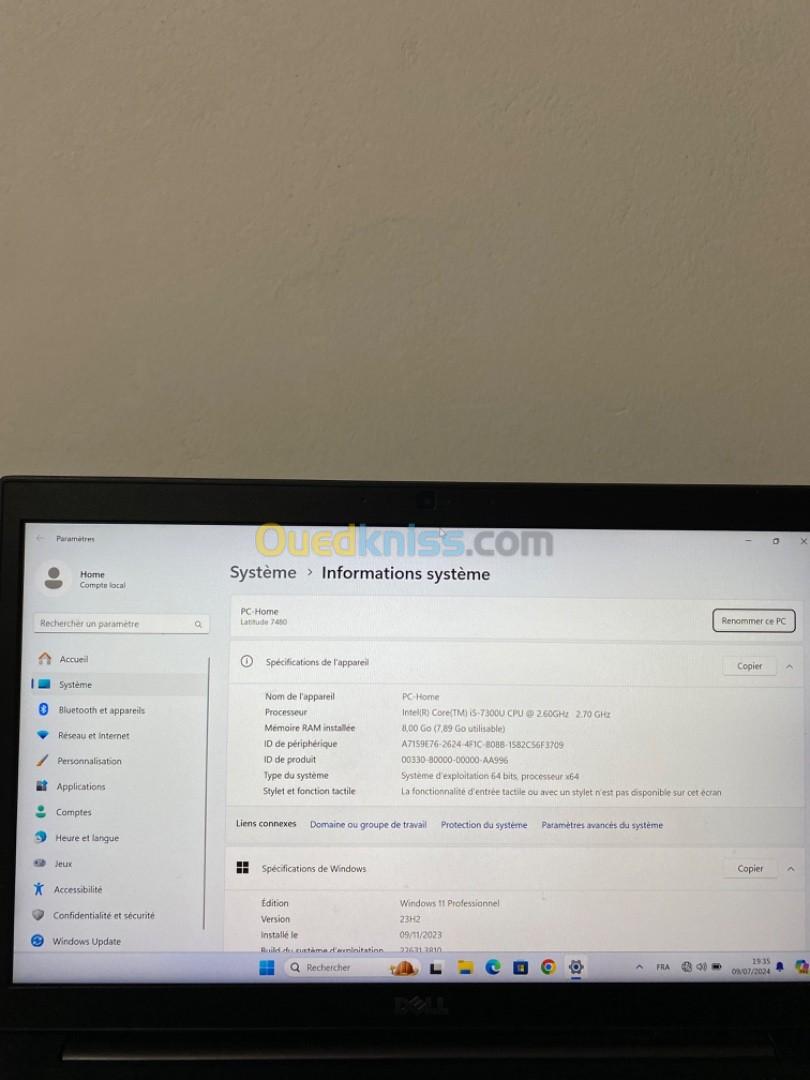 Dell Latitude 7480 i5 7eme gen 256gb SSD EVME avec chargeur original 