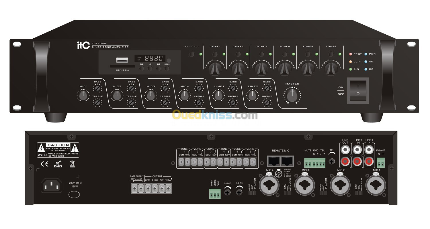 Amplificateur Mixeur 6 Zones Avec Mp3 ITC TI-5006S