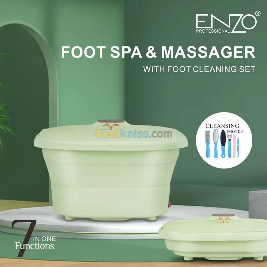 Appareil de jacuzzi pour les pieds Enzo avec outils spéciaux pour exfolier et nettoyer les pieds