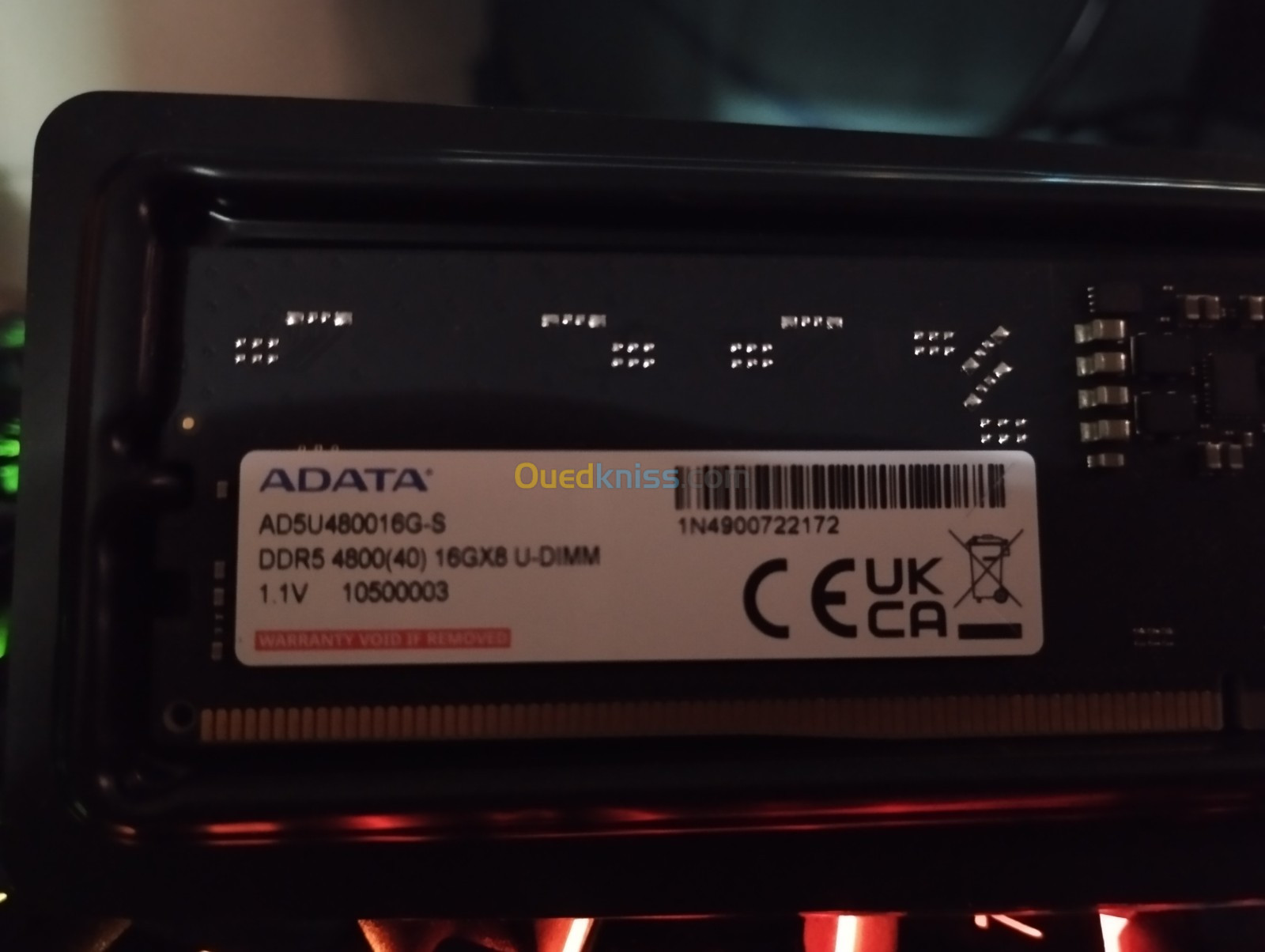 RAM DDR5 ADATA 16GB 4800MHZ BLACK