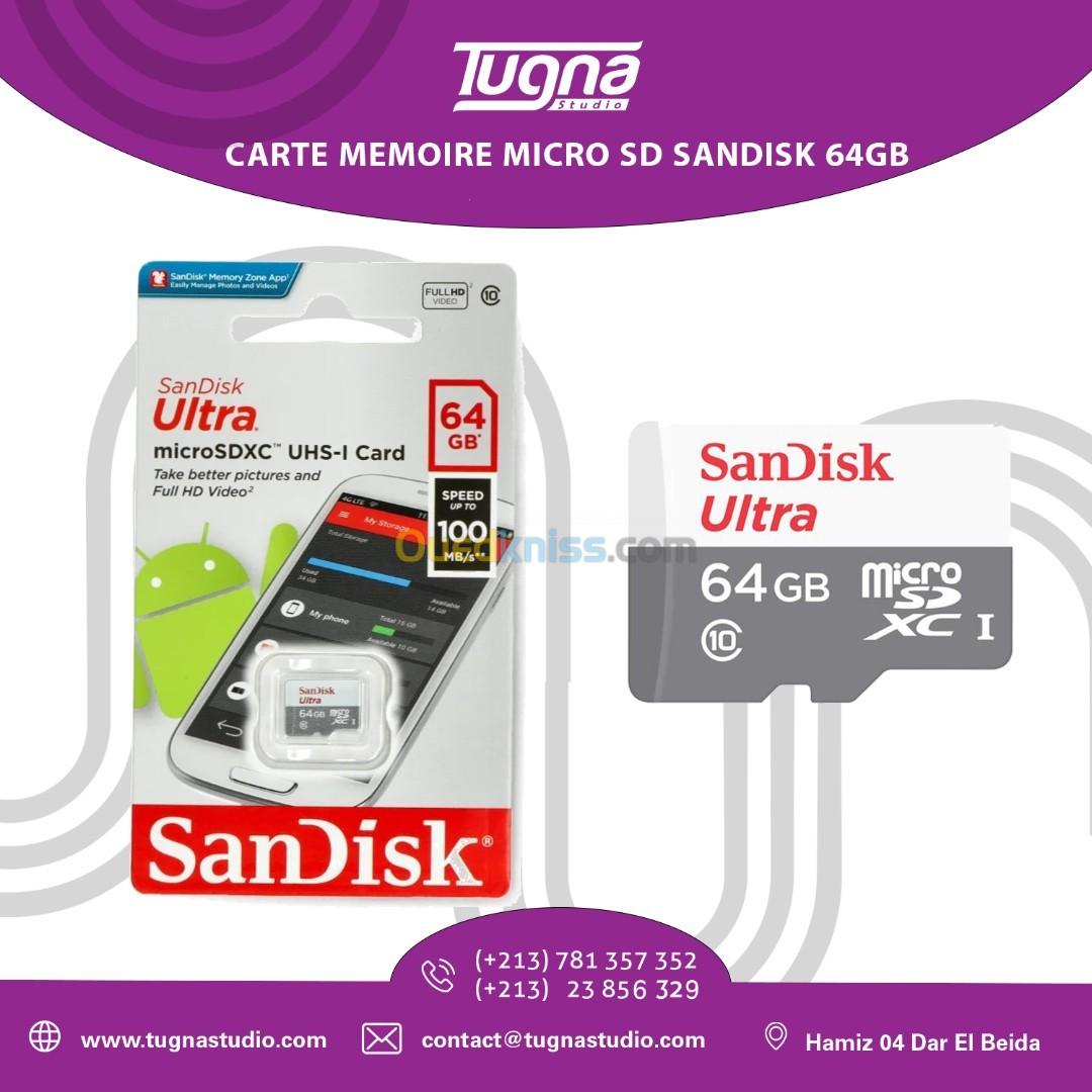 CARTE MEMOIRE MICRO SD SANDISK 64GB