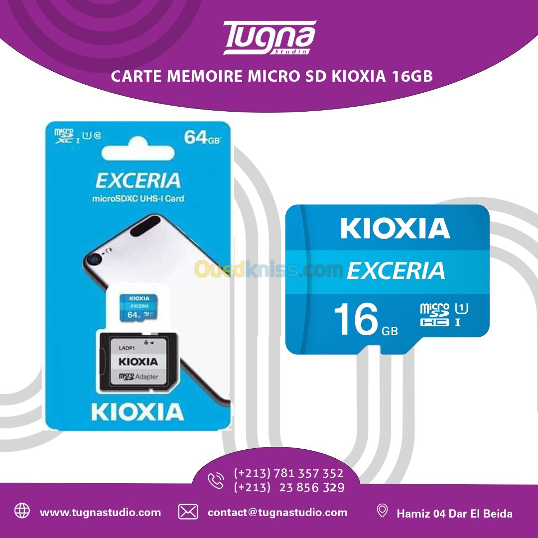 CARTE MEMOIRE MICRO SD KIOXIA 16GB