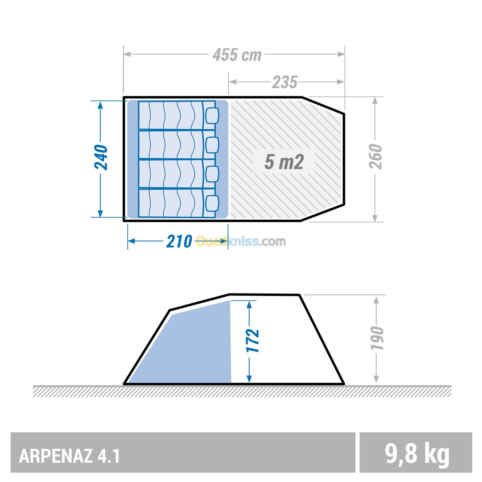 QUECHUA Tente à arceaux de camping - Arpenaz 4.1 - 4 Places - 1 Chambre