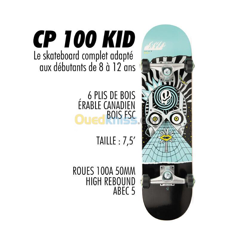 OXELO PLANCHE DE SKATE ENFANT  8 - 12 ANS CP100 MID COSMIC TAILLE 7.6"