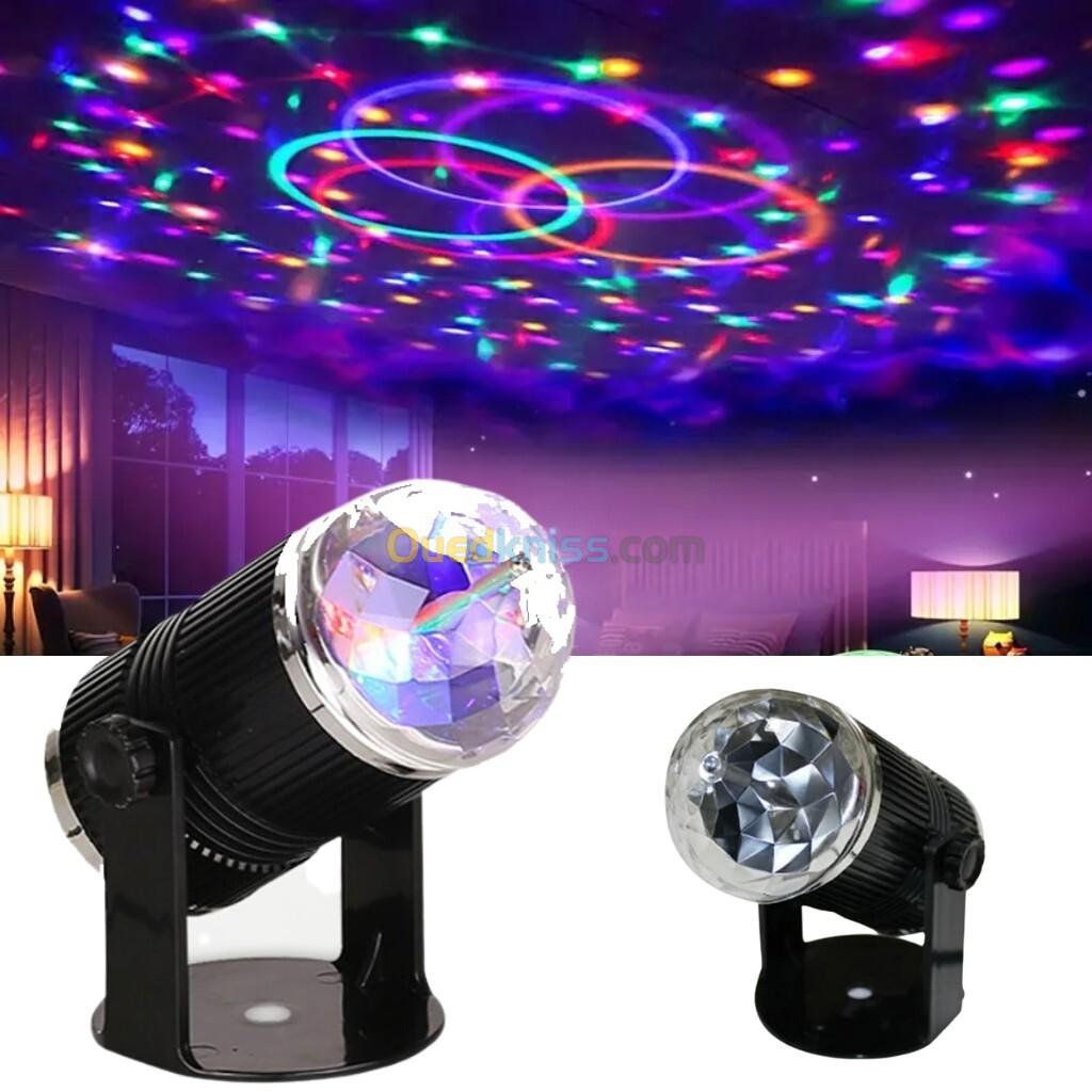 Projecteur boule cristal Rotative à Commande Vocale, Laser RVB LED 220V