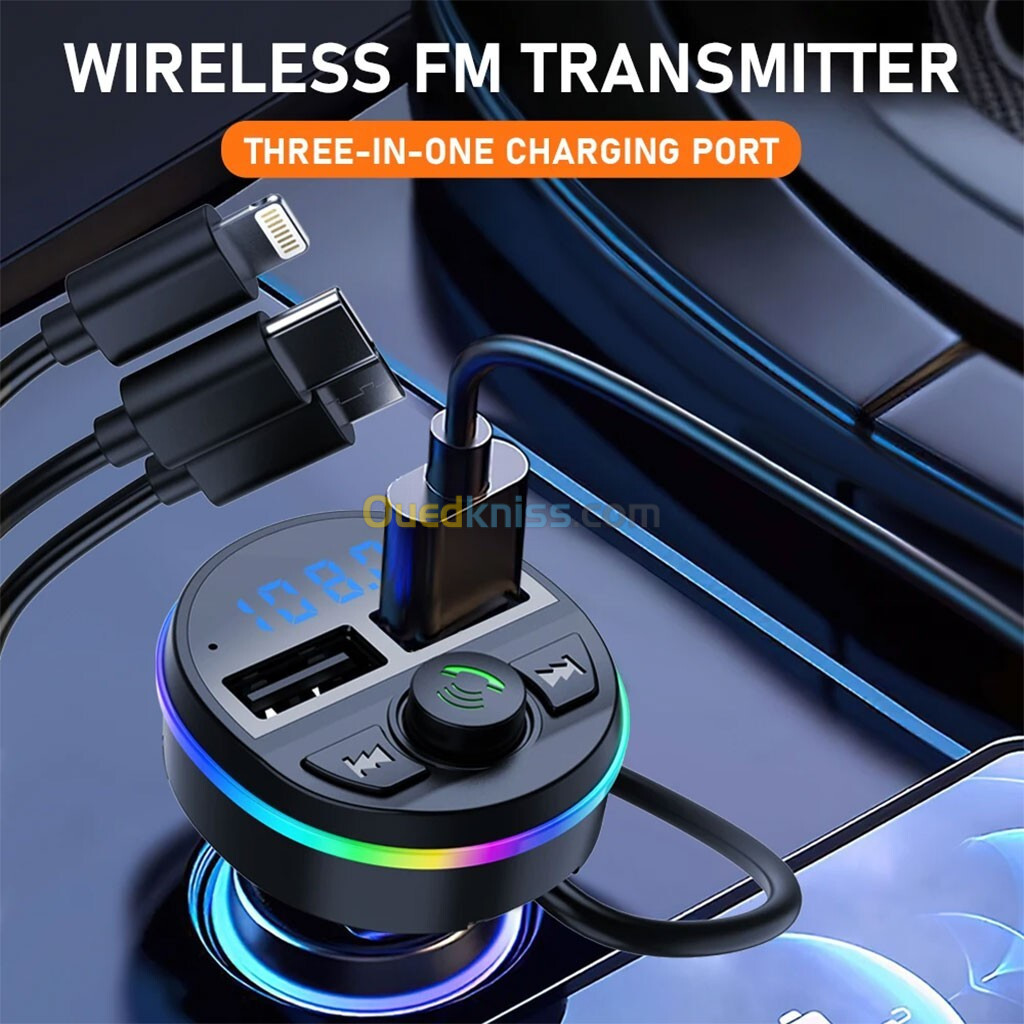 Transmetteur Bluetooth pour voiture, voiture Mp3 Player Radio Aux Adapter Lecteur de Musique