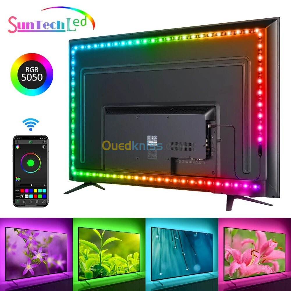 Smart LED Strip Lights TV rétroéclairage 5M RGB contrôle APP synchronisation avec la musique