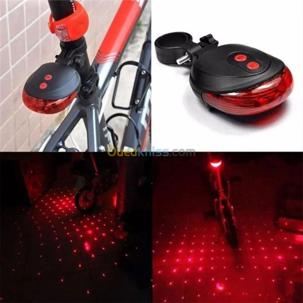 Faisceau Laser étanche à 5 LED 3 Modes de Flash Lampe davertissement Arrière pour Vélo