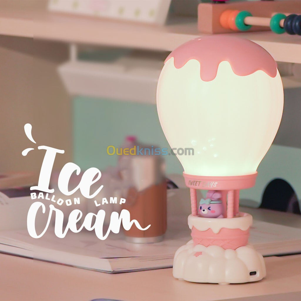 Lampe de table LED pour chambre d'enfant, rechargeable en forme de montgolfière