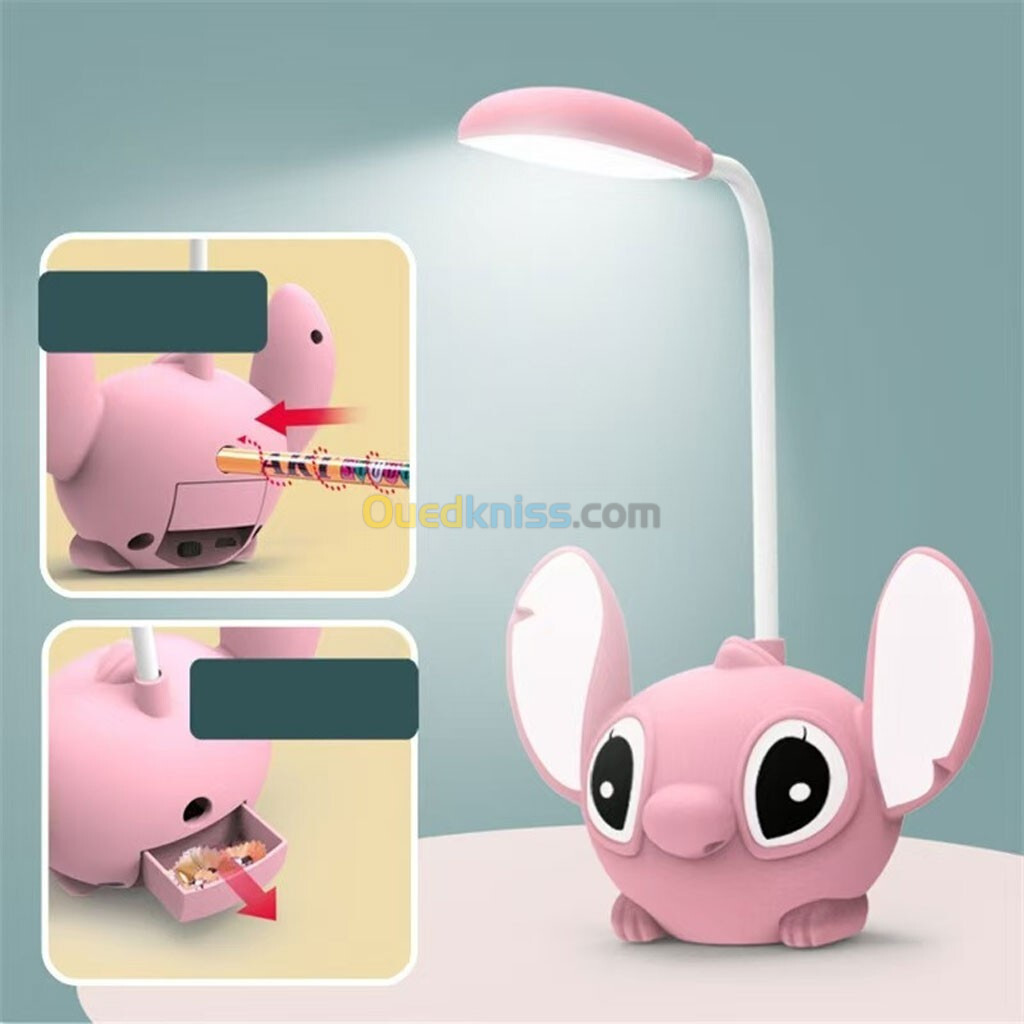 Stitch Lampe de Bureau et Veilleuse Ambiante pour Enfants avec Taille-crayon