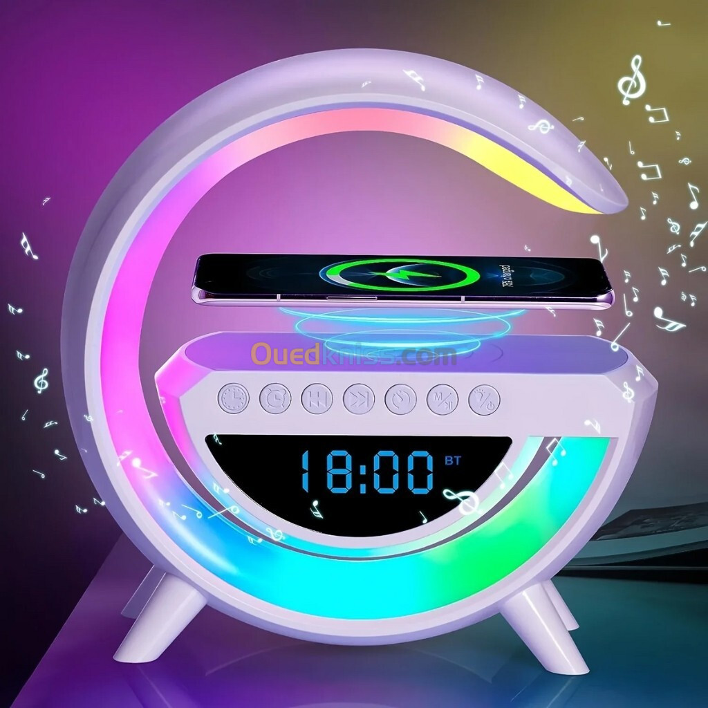 Réveil et Haut-parleur Bluetooth RGB intelligente type Big G Wireless Charger V3 - BT-3401