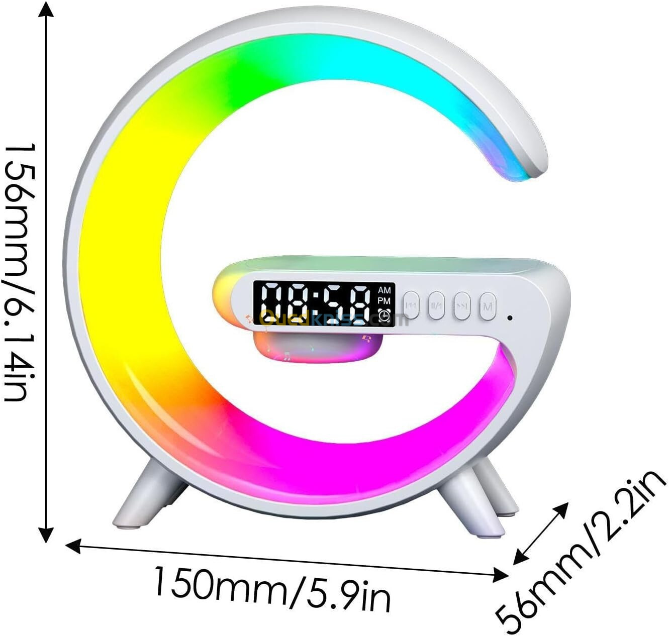 Réveil intelligente type G Bluetooth chargement sans fil haut-parleur RGB lumineuses G63-Blanc