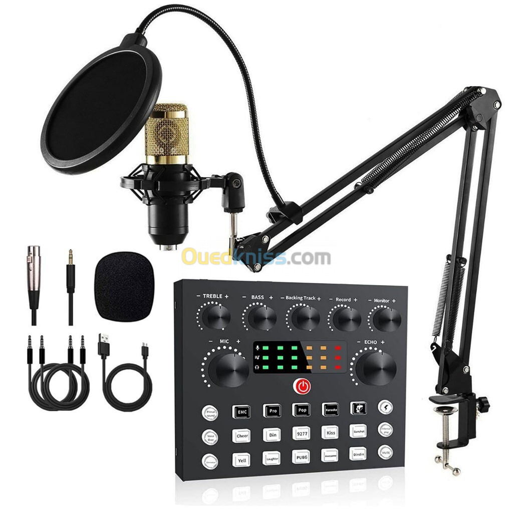 Kits de Microphone BM800 avec Carte Son en Direct Bras de Suspension en Ciseaux Support Antichoc 