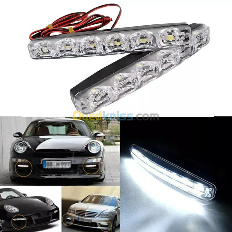 Feux de jour universels pour voiture, 2 pièces,10 led, DRL, anti-brouillard, Super lumineux, DC 12V