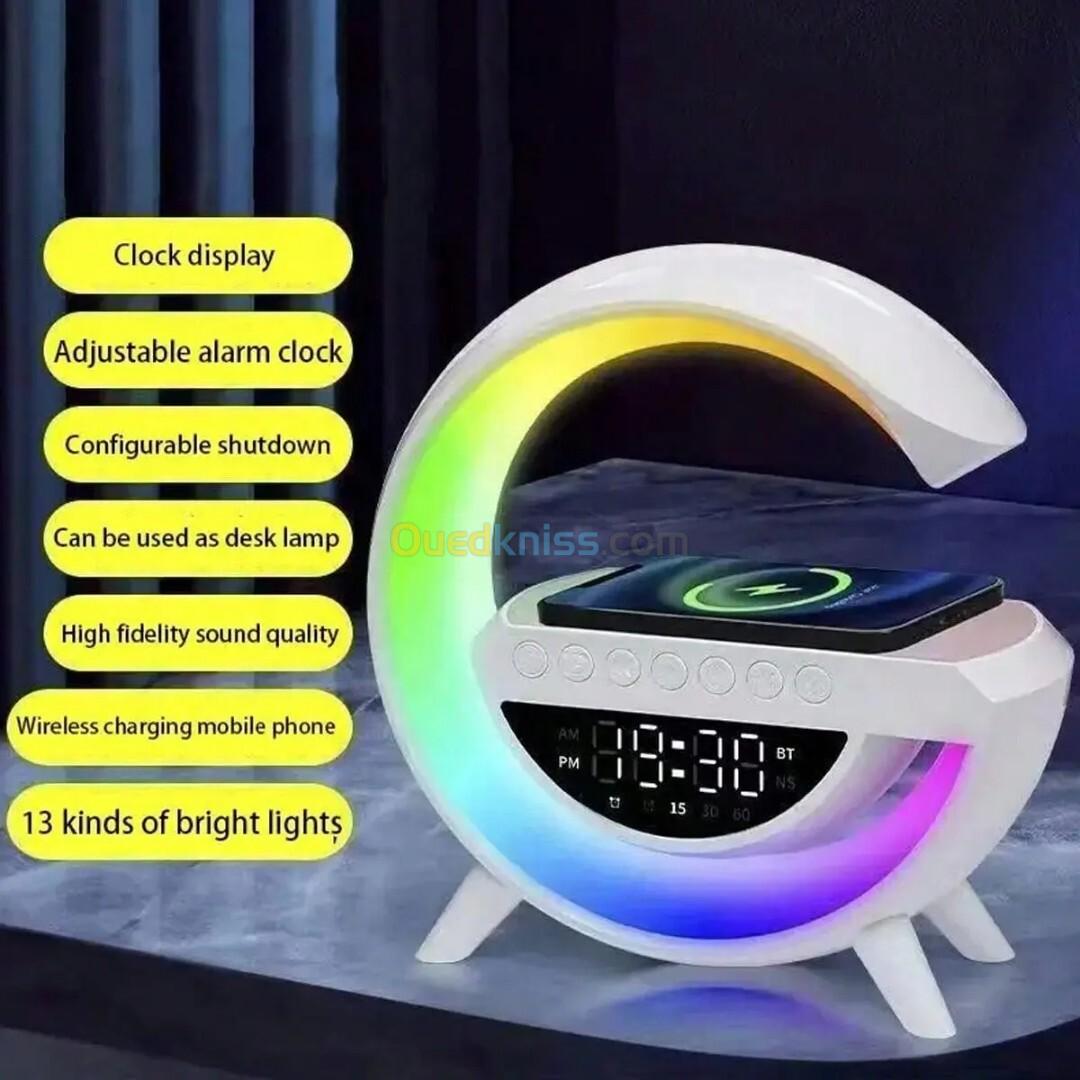 Réveil et Haut-parleur Bluetooth RGB intelligente type Big G Wireless Charger V3 - BT-3401