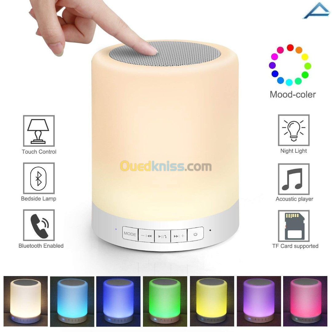 Haut-parleur Bluetooth + veilleuse tactile LED colorée /AUX / TF CART/USB